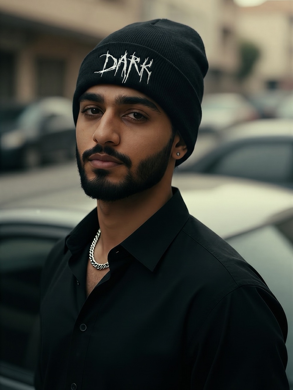 New! Black Beanie with ‘DARK' Embroidery